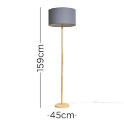 Valuelights Triston Single Stem Natural Light Wood Floor Lamp With Dark Grey Drum Shade - thumbnail 5