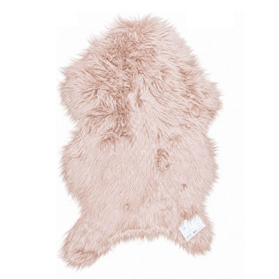 Homespace Direct Ltd Homespace Direct Luxury Faux Rabbit Fur Rug With Suede Backing Area Rug Plush Soft Accent Rug Blush 60X90Cm - image 1