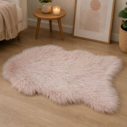 Homespace Direct Ltd Homespace Direct Luxury Faux Rabbit Fur Rug With Suede Backing Area Rug Plush Soft Accent Rug Blush 60X90Cm - thumbnail 2