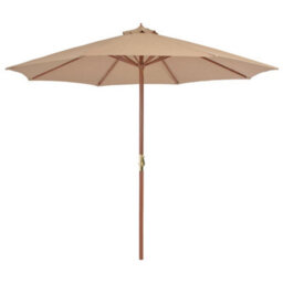 Walplus Garden Parasol With Wooden Pole 300 Cm Taupe - thumbnail 1