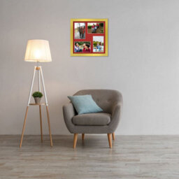 AK Frames 12X12 Gold Modern Multi Photo Frame With Crimson Mount - Holds 4 Apertures (4X) 6X4 Photos - thumbnail 3
