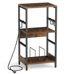 Record Player Stand 3 Tier Turntable Stand With Charging Station Vinyl Holder - thumbnail 1