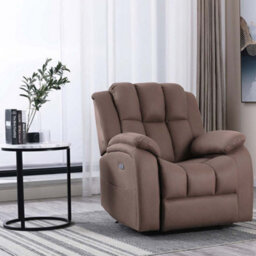 More4Homes Electric Powered Recliner Chair With Usb Charger And Pocket Storage In Leather-Look Mocha Technology Fabric - thumbnail 7