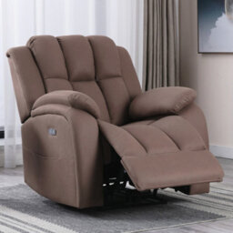 More4Homes Electric Powered Recliner Chair With Usb Charger And Pocket Storage In Leather-Look Mocha Technology Fabric