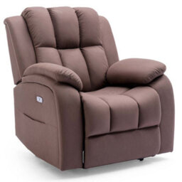 More4Homes Electric Powered Recliner Chair With Usb Charger And Pocket Storage In Leather-Look Mocha Technology Fabric - thumbnail 2