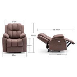 More4Homes Electric Powered Recliner Chair With Usb Charger And Pocket Storage In Leather-Look Mocha Technology Fabric - thumbnail 9