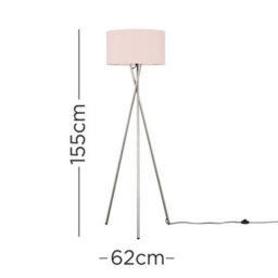 Valuelights Camden Brushed Chrome Tripod Floor Lamp With Blush Drum Shade - thumbnail 5