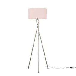 Valuelights Camden Brushed Chrome Tripod Floor Lamp With Blush Drum Shade