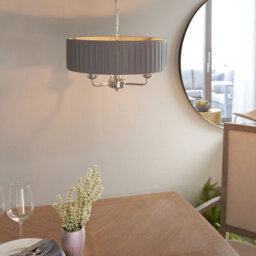 Ceiling Pendant Light - Bright Nickel & Charcoal Fabric - 3 X 40W E14 - E10234 - thumbnail 3
