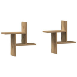 Walplus Wall Shelves 2 Pcs Artisian Oak 38X12X38 Cm Engineered Wood - thumbnail 2