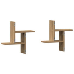 Walplus Wall Shelves 2 Pcs Artisian Oak 38X12X38 Cm Engineered Wood - thumbnail 6