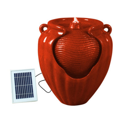 Gardenwize Outdoor Garden Solar Powered Red Vase Water Feature Fountain - image 1