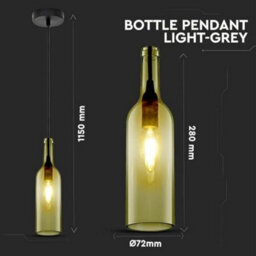 V-Tac Grey Minimalist Pendant Lamp E14 Led Socket Plastic & Glass 60W 800 Lumen 72X280X1050mm - thumbnail 2