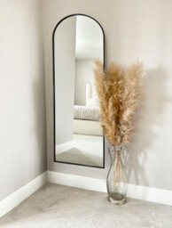 Downton Interiors Black Arched Metal Frame Mirror Wall & Floor Standing  145 X 45Cm - Soho Collection - thumbnail 2