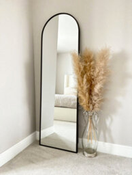 Downton Interiors Black Arched Metal Frame Mirror Wall & Floor Standing  145 X 45Cm - Soho Collection - thumbnail 3