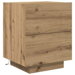 Berkfield Bedside Cabinets With Led Lights 2 Pcs Artisan Oak 45X40X55 Cm - thumbnail 7