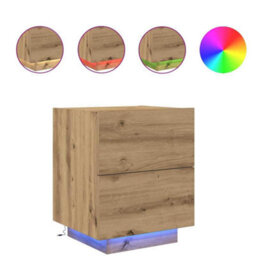 Berkfield Bedside Cabinets With Led Lights 2 Pcs Artisan Oak 45X40X55 Cm - thumbnail 4