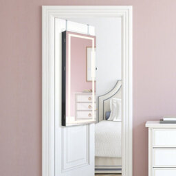 Costway 108Cm Jewelry Mirror Cabinet Lockable Jewelry Door & Wall Cabinet W/ Led Lights - thumbnail 8