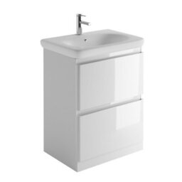 Plum&clay Marvel Gloss White Floor Standing Bathroom Vanity Unit With Round Resin Basin (W)600mm