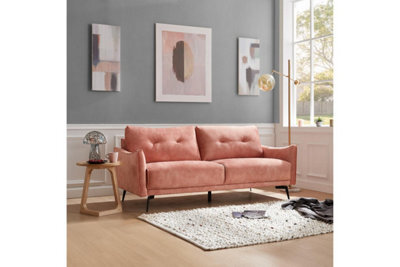 Home Detail Kensington 3 Seater Velvet Sofa, Blush Pink Velvet - image 1