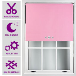 FURNISHED Pink Roller Blind With Triple Round Eyelet Design And Metal Fittings - Made To Measure Blackout Blinds, (W)120Cm X (L)210Cm - thumbnail 1