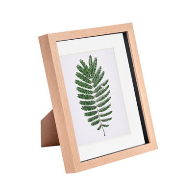 "Nicola Spring 3D Box Photo Frame - 8 X 10"" With 5 X 7"" Mount - Light Wood/white" - image 1