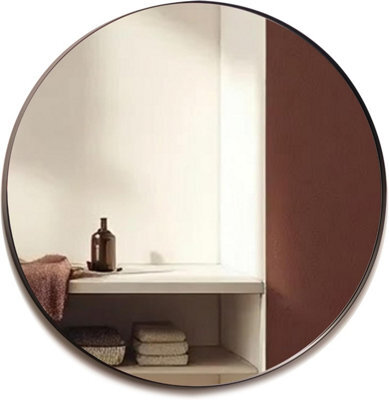 Mood Premium Round Bathroom Mirror Black Framed Wall Mounted, Recessed Circle Frame Modern & Stylish (40Cm X 40Cm) - image 1
