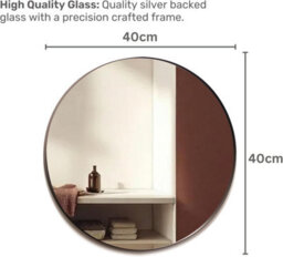 Mood Premium Round Bathroom Mirror Black Framed Wall Mounted, Recessed Circle Frame Modern & Stylish (40Cm X 40Cm) - thumbnail 2