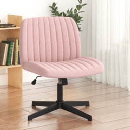 Onemill Stylish Armless Office Chair With Height Adjustable, Wide Seat, Perfect For Home Office And Bedroom-Pink - thumbnail 3