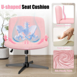 Onemill Stylish Armless Office Chair With Height Adjustable, Wide Seat, Perfect For Home Office And Bedroom-Pink - thumbnail 7