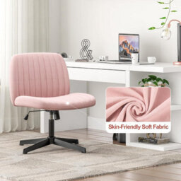 Onemill Stylish Armless Office Chair With Height Adjustable, Wide Seat, Perfect For Home Office And Bedroom-Pink - thumbnail 2