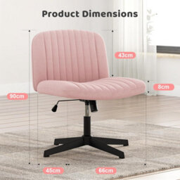 Onemill Stylish Armless Office Chair With Height Adjustable, Wide Seat, Perfect For Home Office And Bedroom-Pink - thumbnail 4