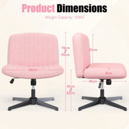 Onemill Stylish Armless Office Chair With Height Adjustable, Wide Seat, Perfect For Home Office And Bedroom-Pink - thumbnail 6
