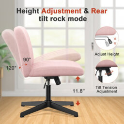 Onemill Stylish Armless Office Chair With Height Adjustable, Wide Seat, Perfect For Home Office And Bedroom-Pink - thumbnail 5