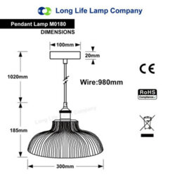 Long Life Lamps Company Vintage Glass Ceiling Pendant Light M0180 - thumbnail 2