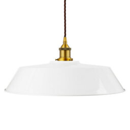 White Large Chancery Painted Dome Pendant Light With Antique Gold Lamp Holder And Brown Twisted Cable - Se Home - thumbnail 1