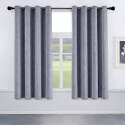 Oxford Homeware Eyelet Grey Linen Effect Curtains Fully Lined 100% Blackout Thermal Insulated Curtain Pair (W)168Cmx(L)137Cm