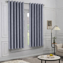 Oxford Homeware Eyelet Grey Linen Effect Curtains Fully Lined 100% Blackout Thermal Insulated Curtain Pair (W)168Cmx(L)137Cm - thumbnail 8
