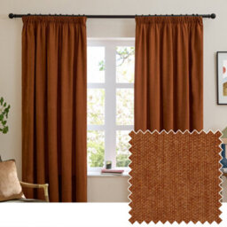 furn. Furn Soft Chenille Blackout Pencil Pleat Curtain Pair, Rust, (W) 117 X (D) 137Cm - thumbnail 1
