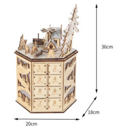 Living And Home Led Rotating Advent Calendar Wooden Music Box Christmas Gift Christmas Decoration Xmas Ornament - thumbnail 6