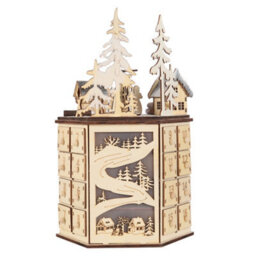 Living And Home Led Rotating Advent Calendar Wooden Music Box Christmas Gift Christmas Decoration Xmas Ornament - thumbnail 5