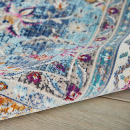 Blue Luxurious Traditional Persian Easy To Clean Floral Rug For Dining Room-160Cm X 230Cm - thumbnail 3