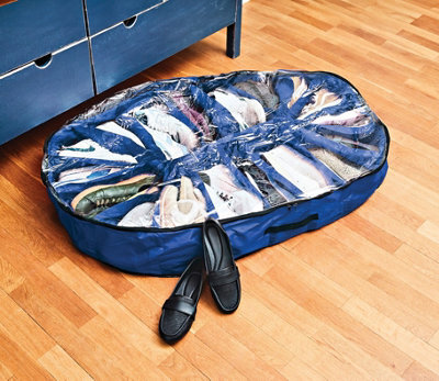 Underbed Shoe Storage Organiser With 18 Compartments   Fits Up To 18 Pairs  116.5 X 74 X 18Cm Dust Free Solution - image 1