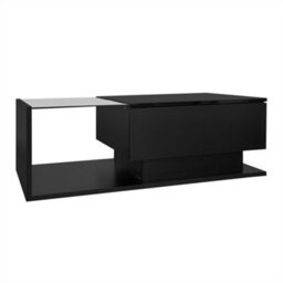 Abrihome Led Coffee Table, Modern High Gloss Coffee Table, Center Table With Glass, Modern Coffee Table For Living Room With Drawer (Black) - thumbnail 6