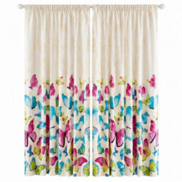 "Smart Living Fashion Butterfly Curtains Pair With Tie Backs -Colourful Print- Multi - 66""x72""" - thumbnail 4