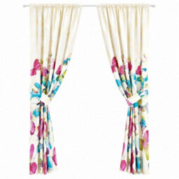 "Smart Living Fashion Butterfly Curtains Pair With Tie Backs -Colourful Print- Multi - 66""x72""" - thumbnail 6
