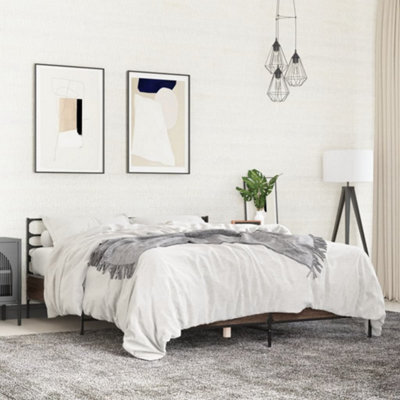 Berkfield Bed Frame Without Mattress Brown Oak 150X200 Cm King Size - image 1