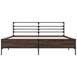 Berkfield Bed Frame Without Mattress Brown Oak 150X200 Cm King Size - thumbnail 4