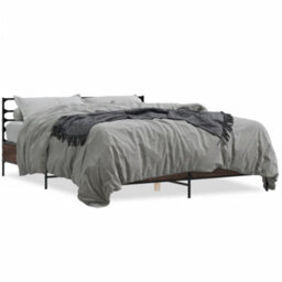 Berkfield Bed Frame Without Mattress Brown Oak 150X200 Cm King Size - thumbnail 2