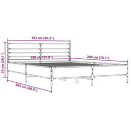 Berkfield Bed Frame Without Mattress Brown Oak 150X200 Cm King Size - thumbnail 9